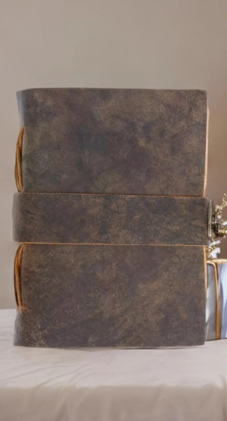 Vintage Leather Journal Blank Spell Book of Shadows, Grimoire Travel Notebook