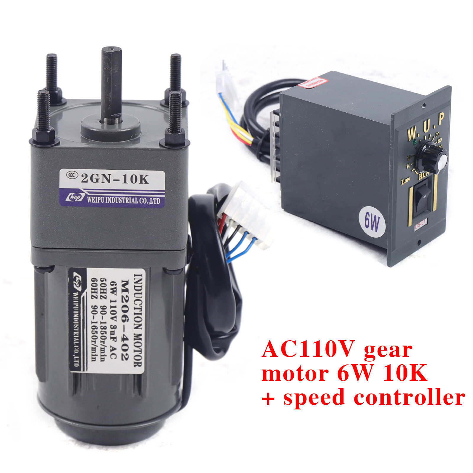 6W AC 110V Gear Motor With Speed Governor, 135RPM, 1:10, 0.42NM
