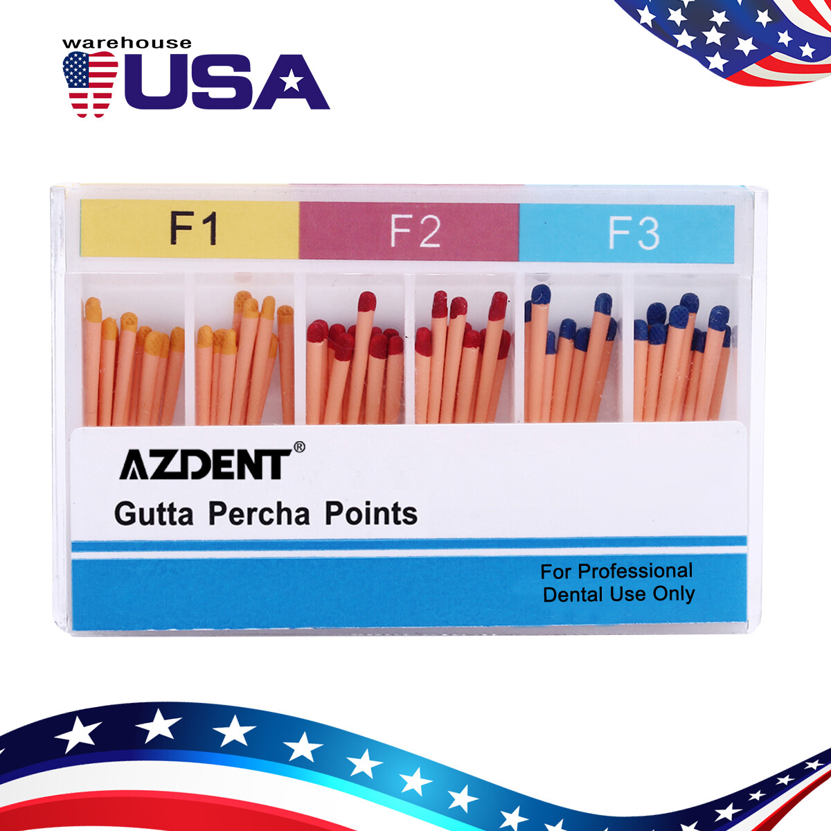 AZDENT Endodoncia dental Puntas de gutapercha y papel absorbente F1 F2 F3