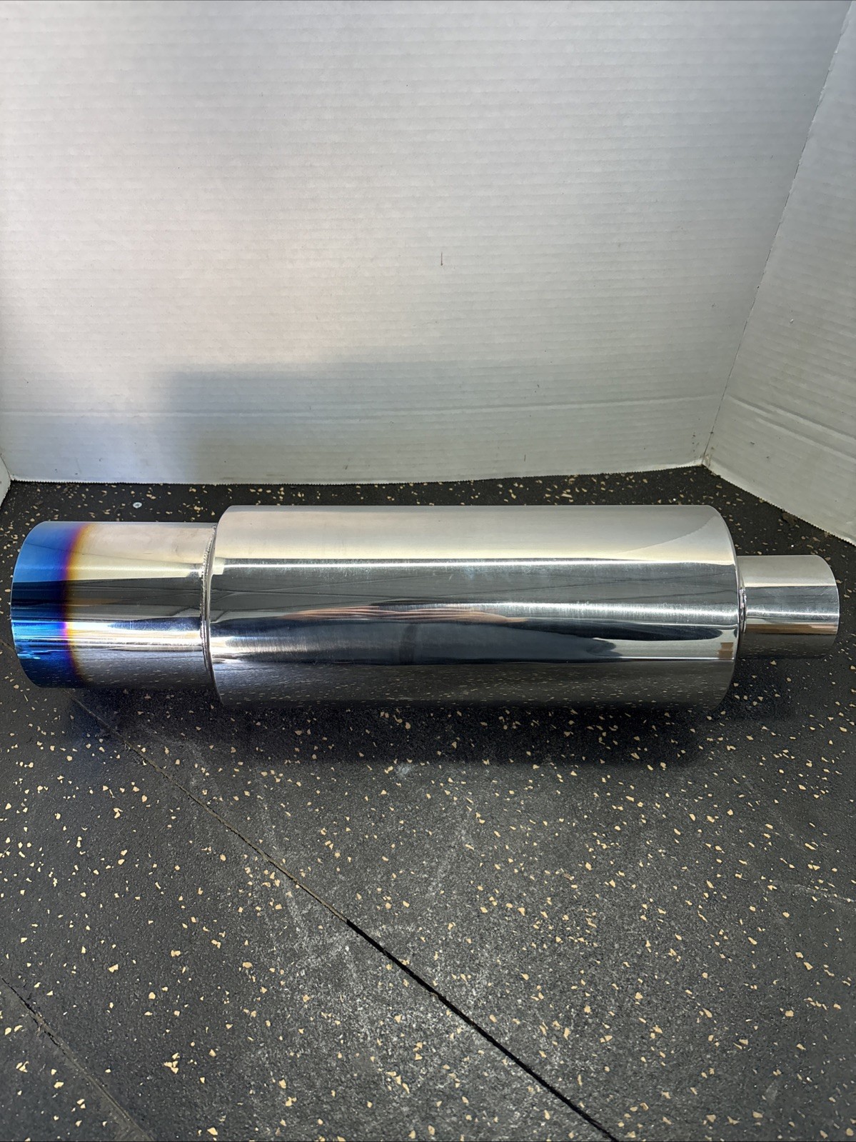 speedlab Exhaust Muffler,Stainless Steel Exhaust Tip,Universal 18.5″ Silver
