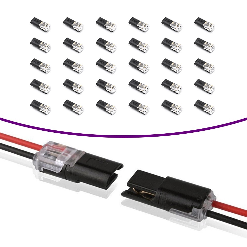 30Pcs Double-Wire Plug-in Connector, Cable Clamp with Locking Buckle, AWG 18-22