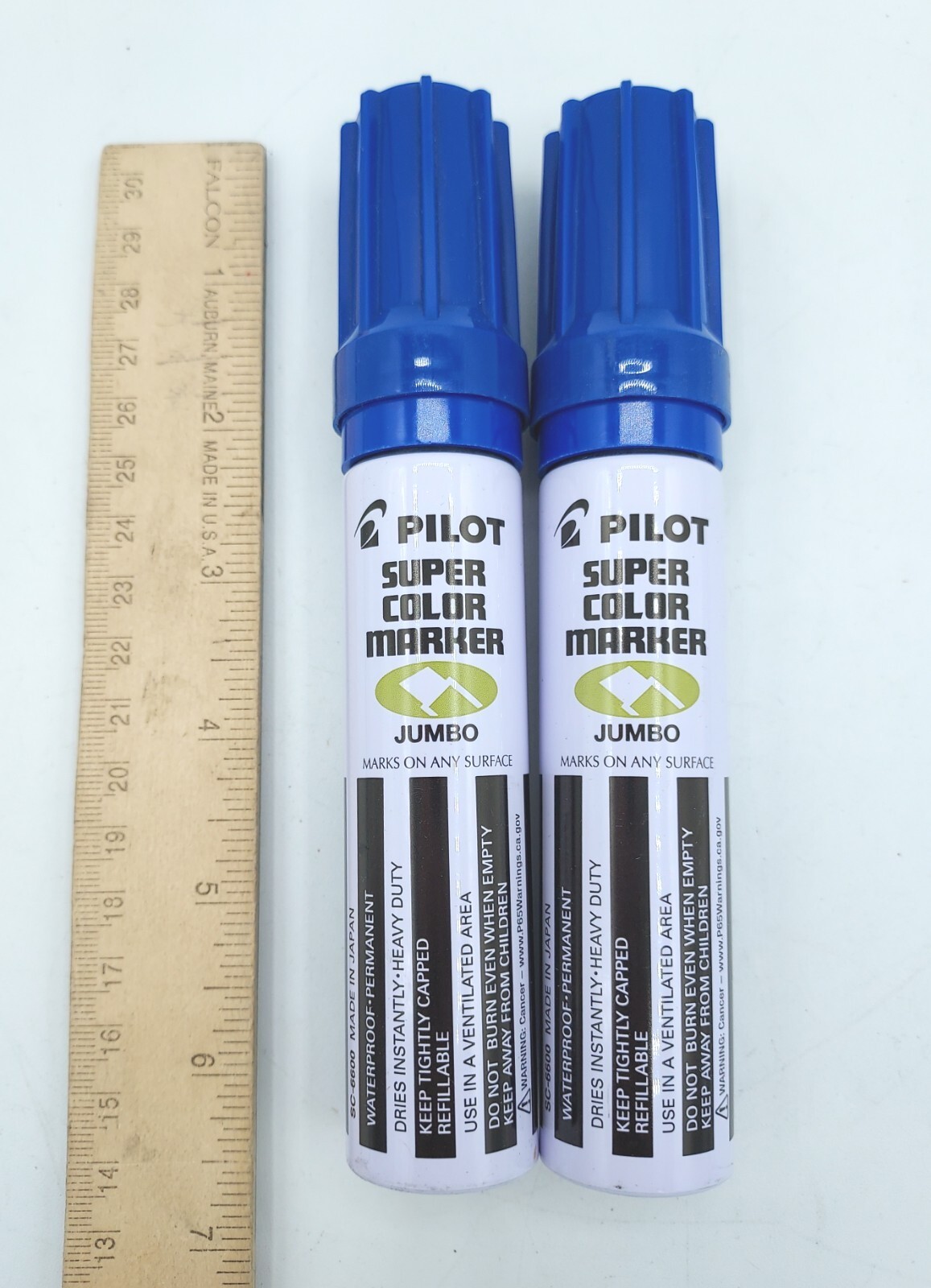 *2-Pack* Pilot 43200 Super Color Blue Permanent Marker, Jumbo Chisel, Refillable