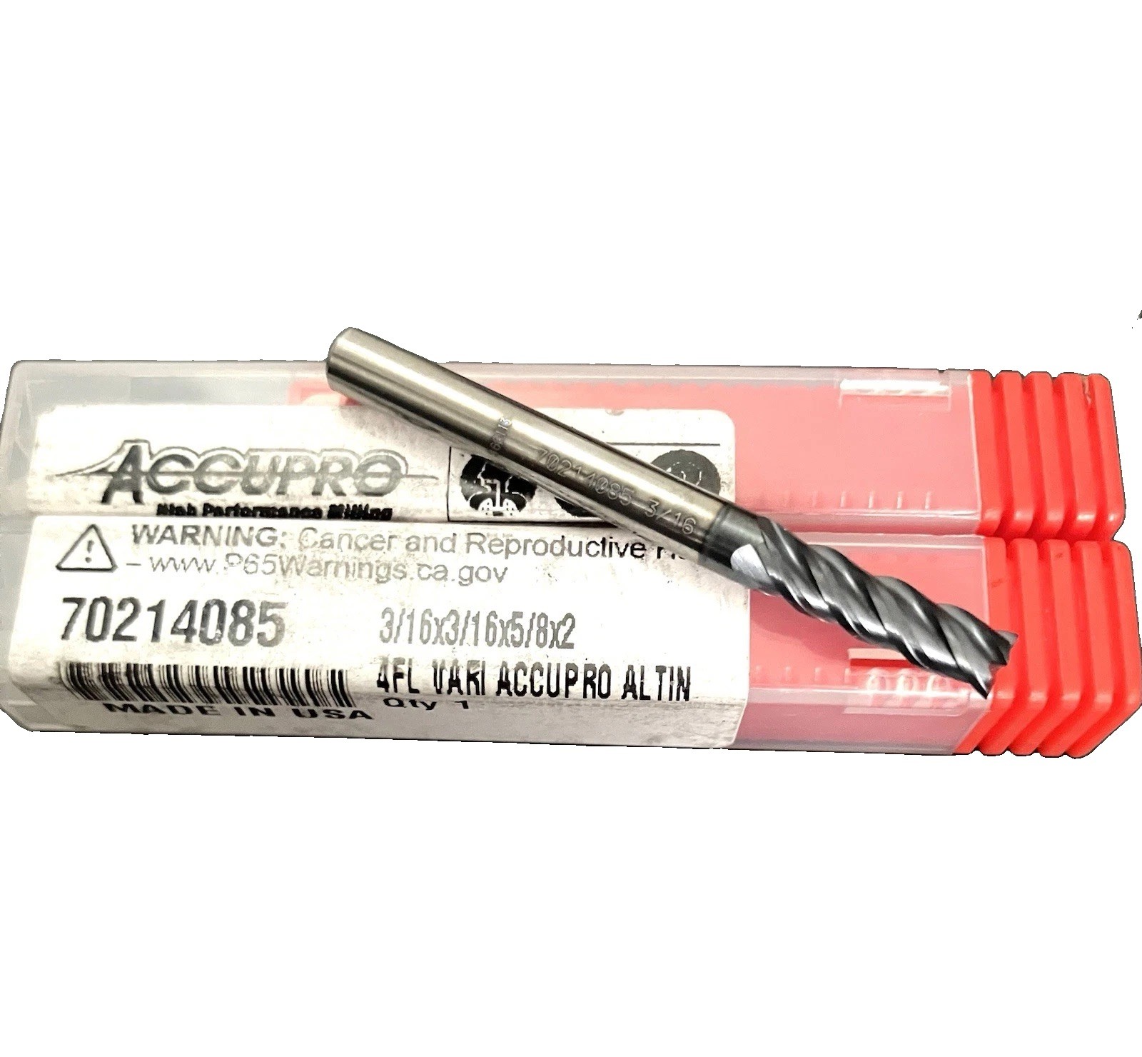 2PCS Accupro 70214085 3/16″ 4 Flute Square End Mill Solid Carbide AlTiN CNC New