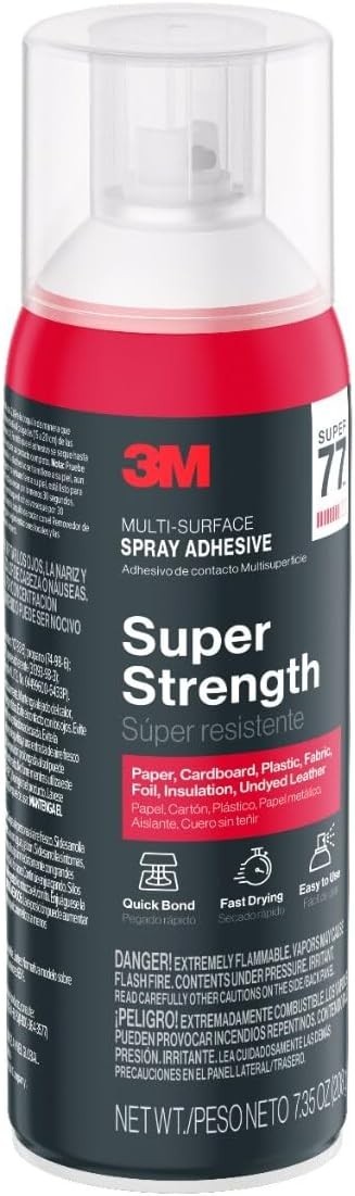 3M Super 77 Multi-Surface Spray Adhesive, 14.1 Oz., Low VOC, Quick Bond, Fast Dr