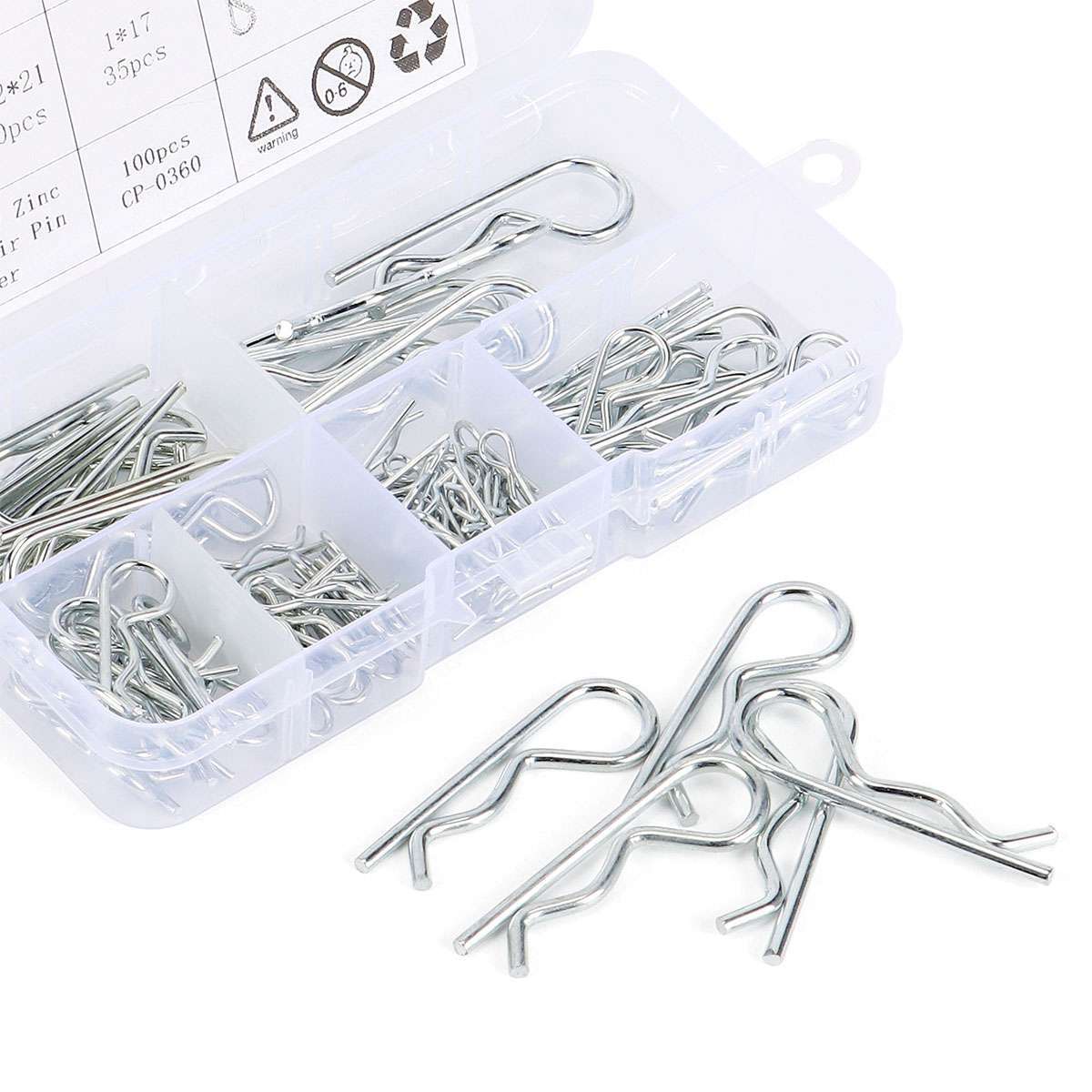 100 Pcs Cotter Pins Assortment Kit Hitch Pin Clip Locking R Hairpin Mower Deck