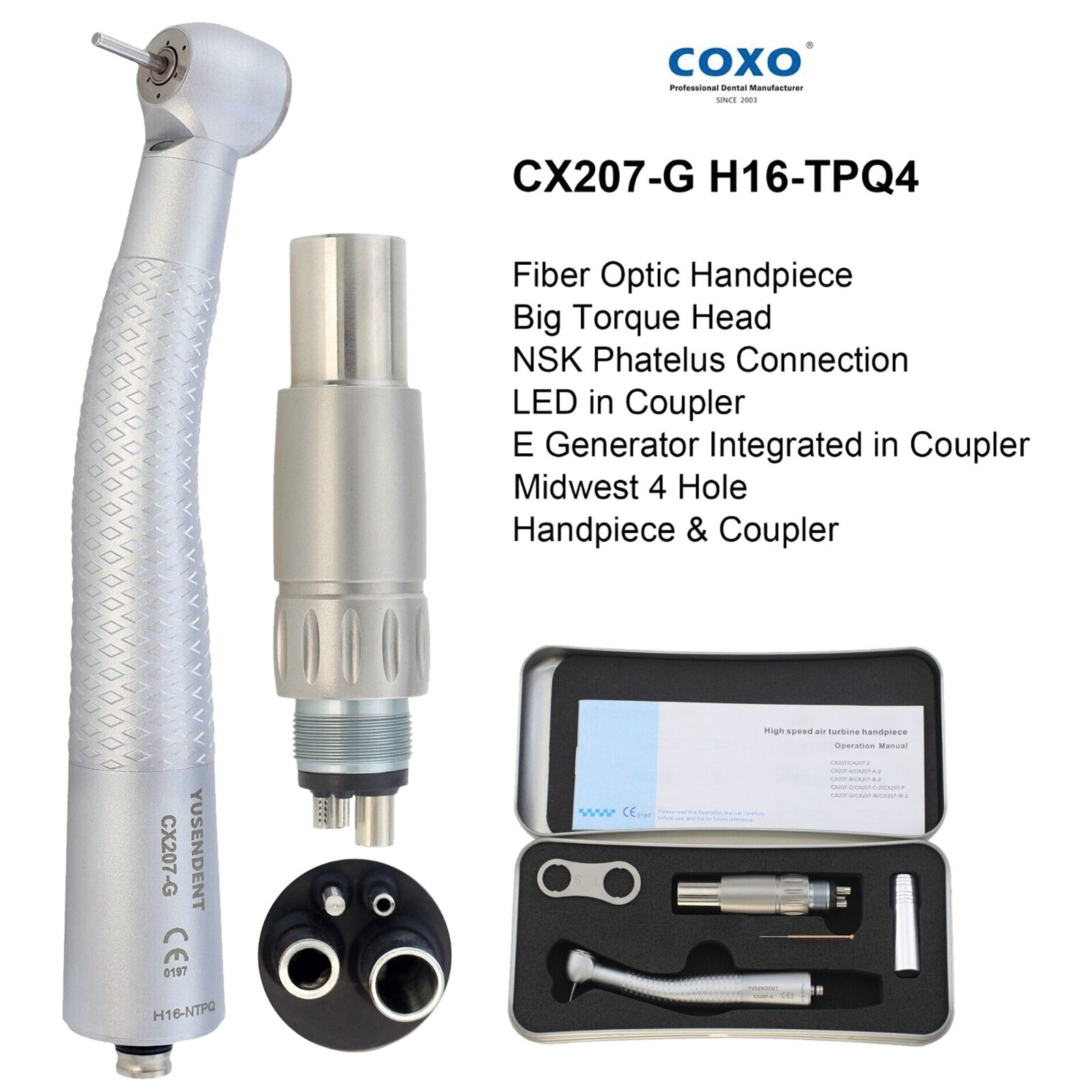 COXO Dental Handpiece CX207 BEING Surgical Handpiece 45 Degree NSK KaVo Coupler