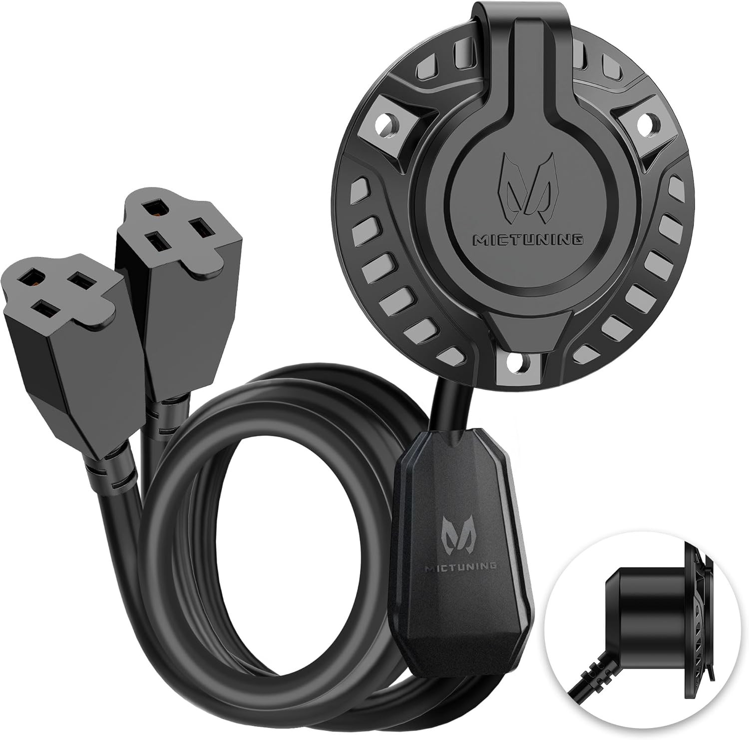 15A AC Port Plug ,12AWG RV Shore Power Inlet Socket w/Dual 20» Extension Cord
