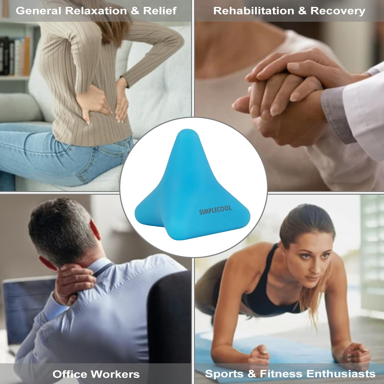 Manual Trigger Point Massage Tool Small Massager Ball 3″×2.6″ 3×2.6″, Blue