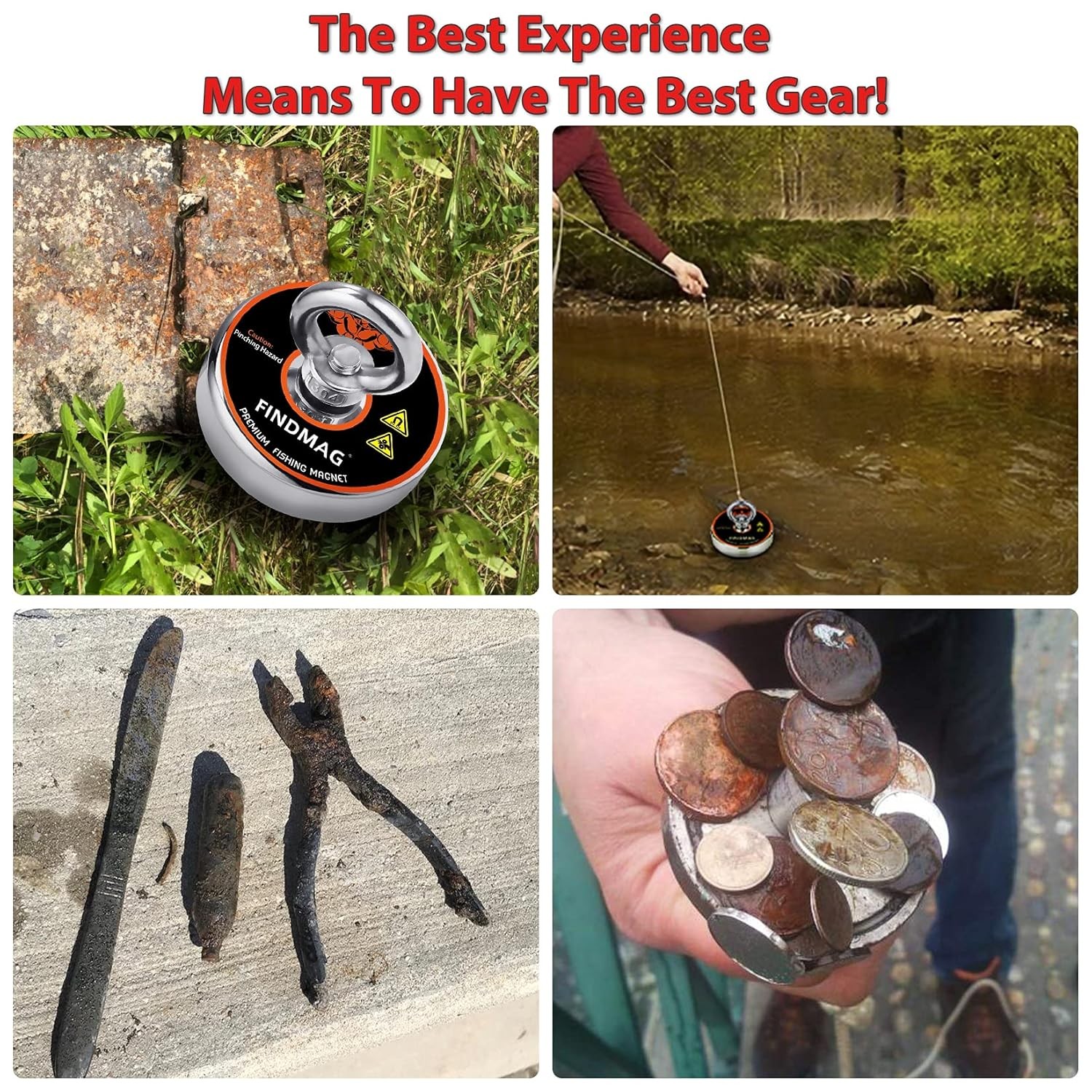 FINDMAG Magnet Fishing Kit with Case Magnets 3.54 in (90mm), black