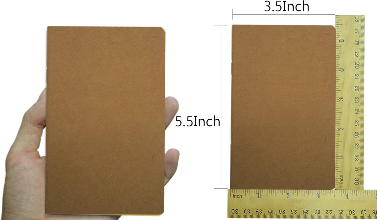 12 Pcs 5.5 Inch x 3.5 Inch Brown Cover Pocket Notebook 32 Sheets (64 Pages)