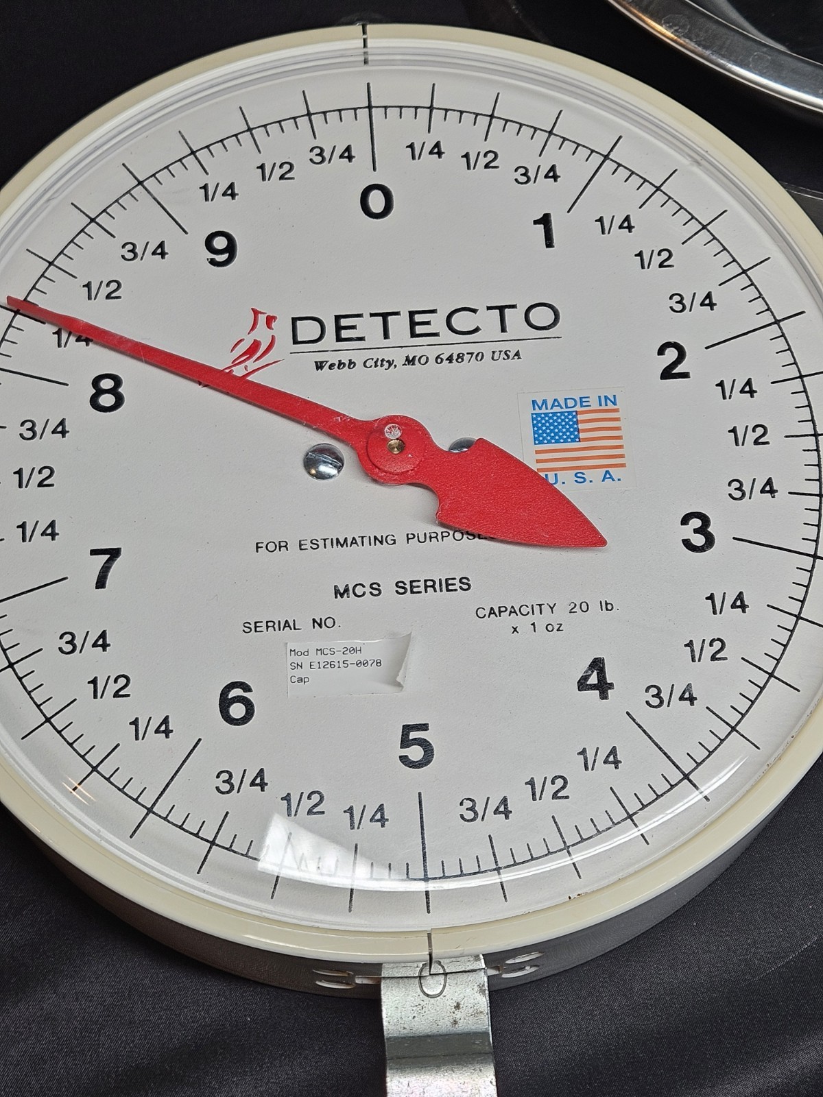 Cardinal Detecto MCS Series Hanging Dial Scale 20 Lb Capacity With Bowl