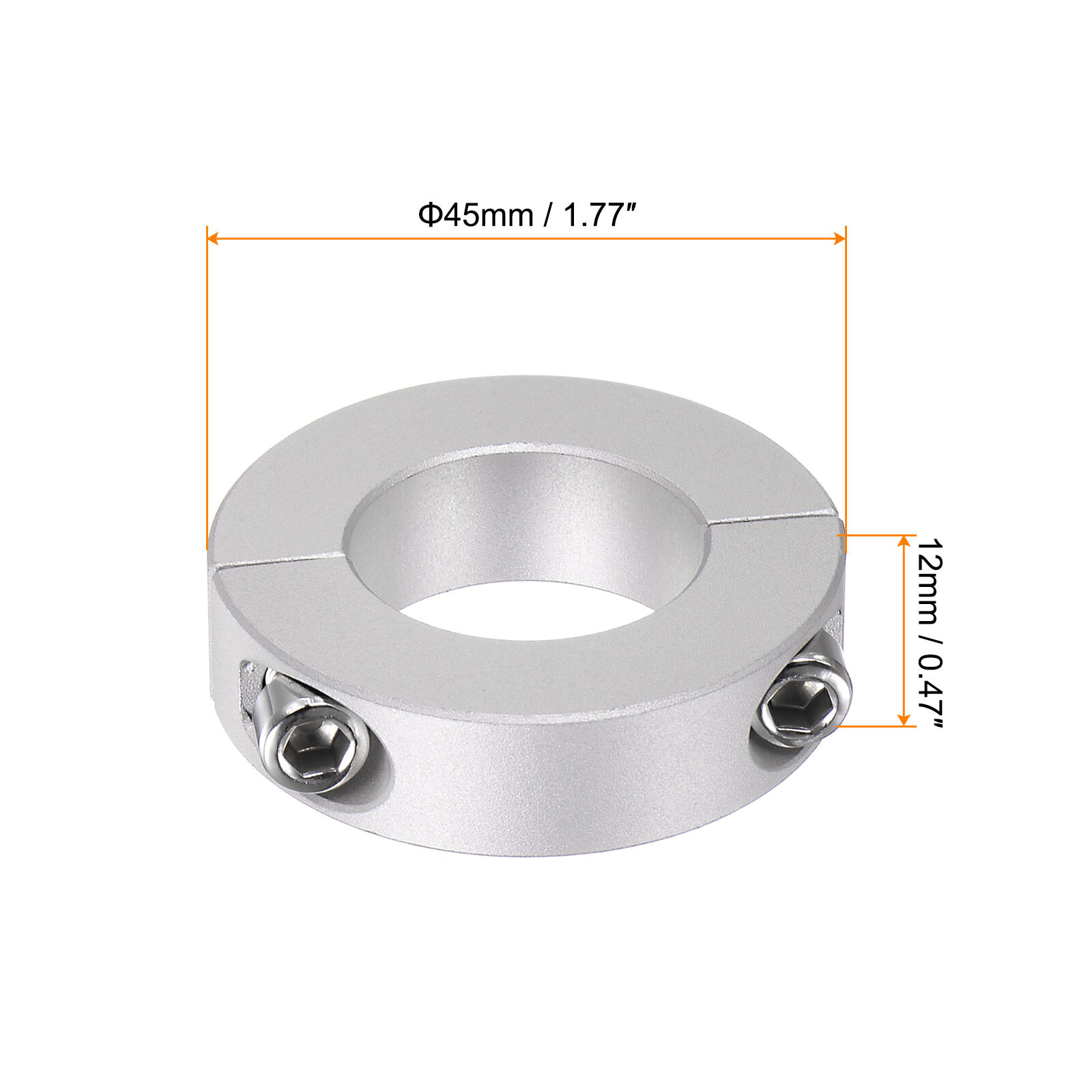 4pcs Double Split Shaft Collar 25mm Bore Clamp-On Collars 45mm OD 12mm Width