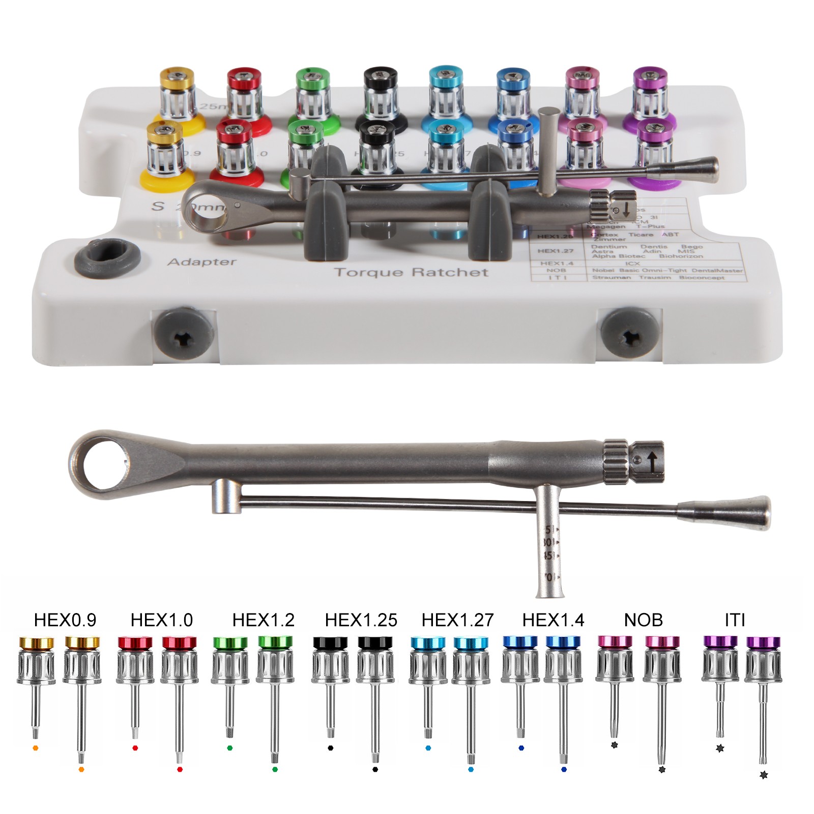 Dental Universal Implant Kit Driver Abutment Hand Hex Screw driver Long+Short