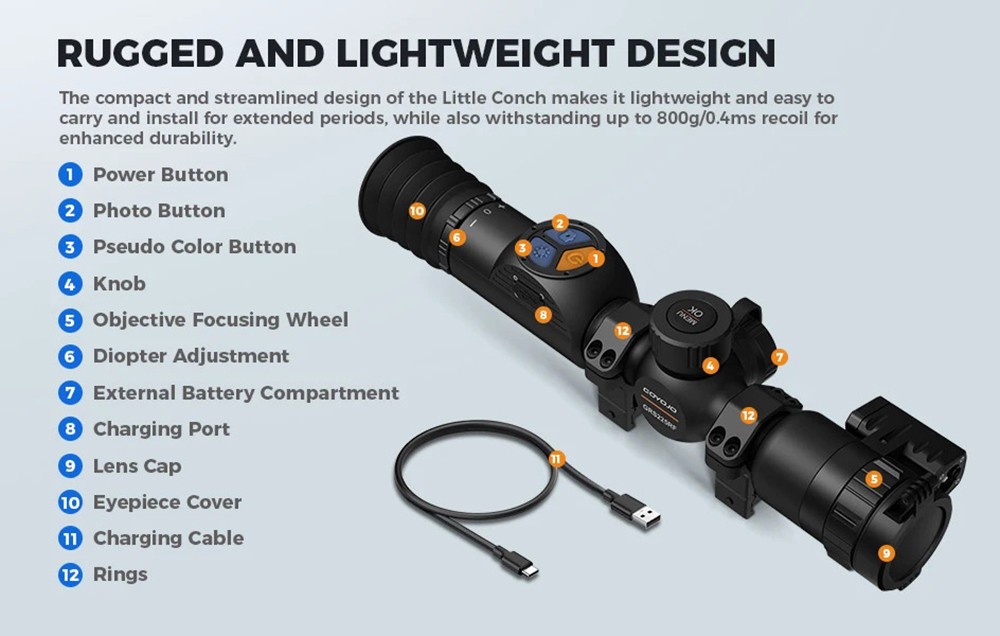 GRS225RF Thermal Night Vision Rifle Scope 1x-8x Zoom 25MM Lens One-Shot Zeroing