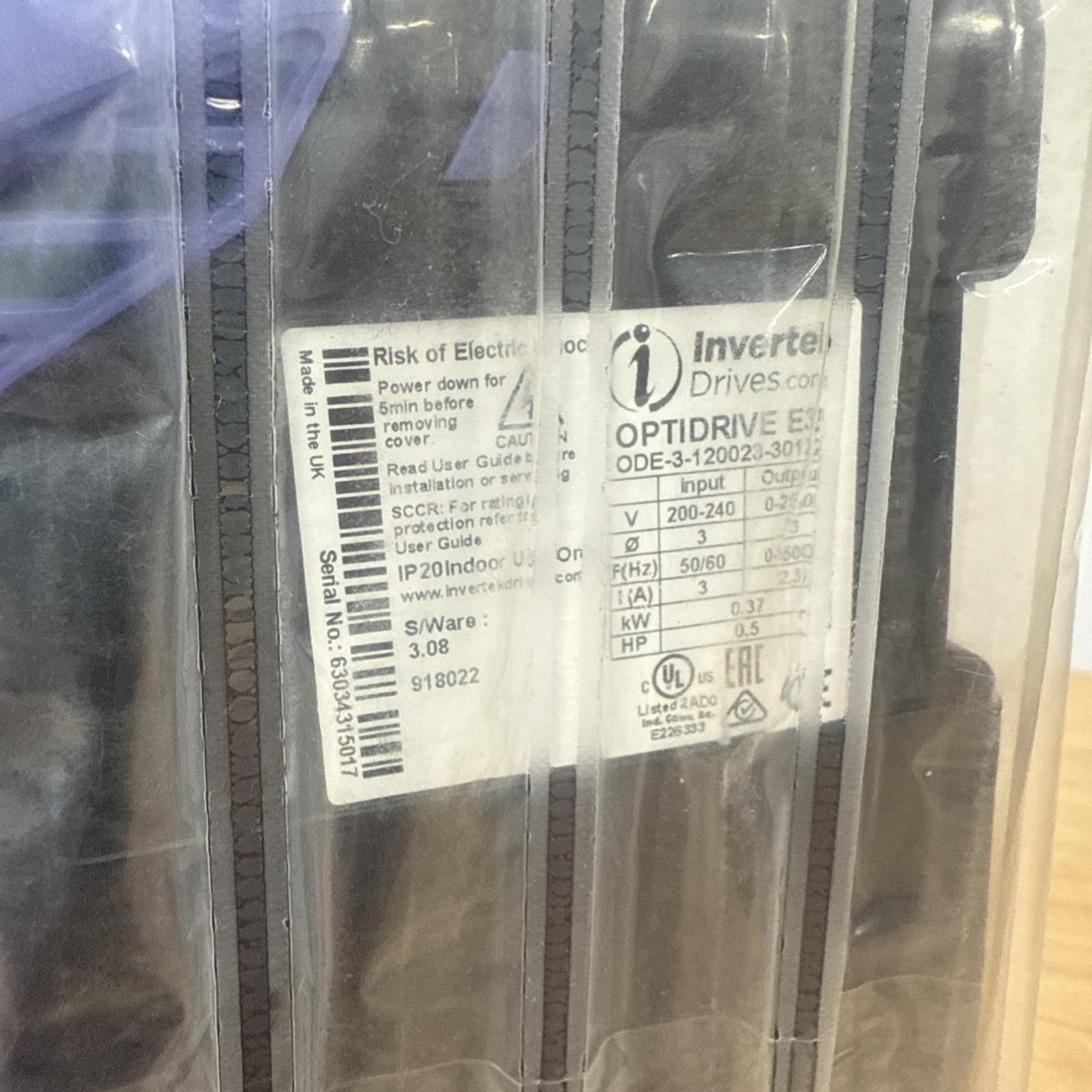 NEW! Invertek ODE-3-120023-3012 VFD Optidrive Variable Frequency Drive – Sealed!
