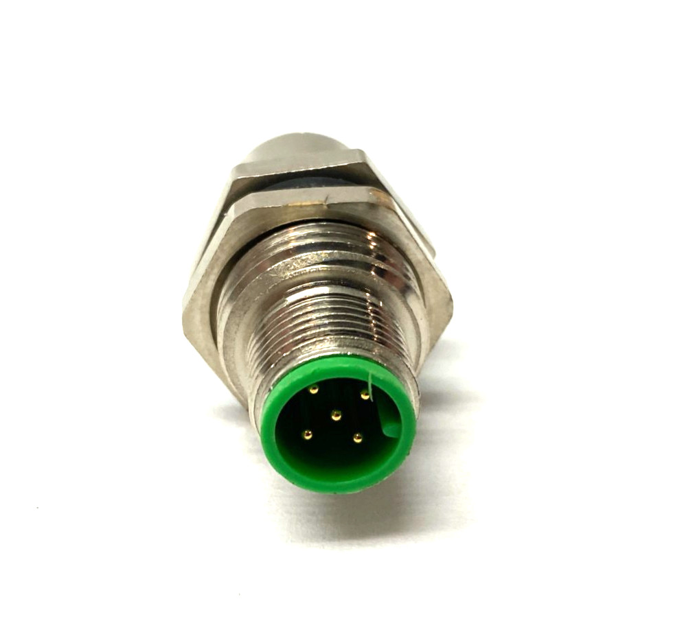 Panel Mount M12 5-Pin Male to Female Bulkhead Cable Connector, M16 Thread Mount
