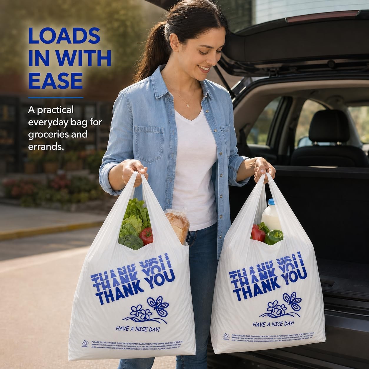 YoYoRain. (1000 Count Thank you bags, Plastic Bags with handle, retail shoppi…