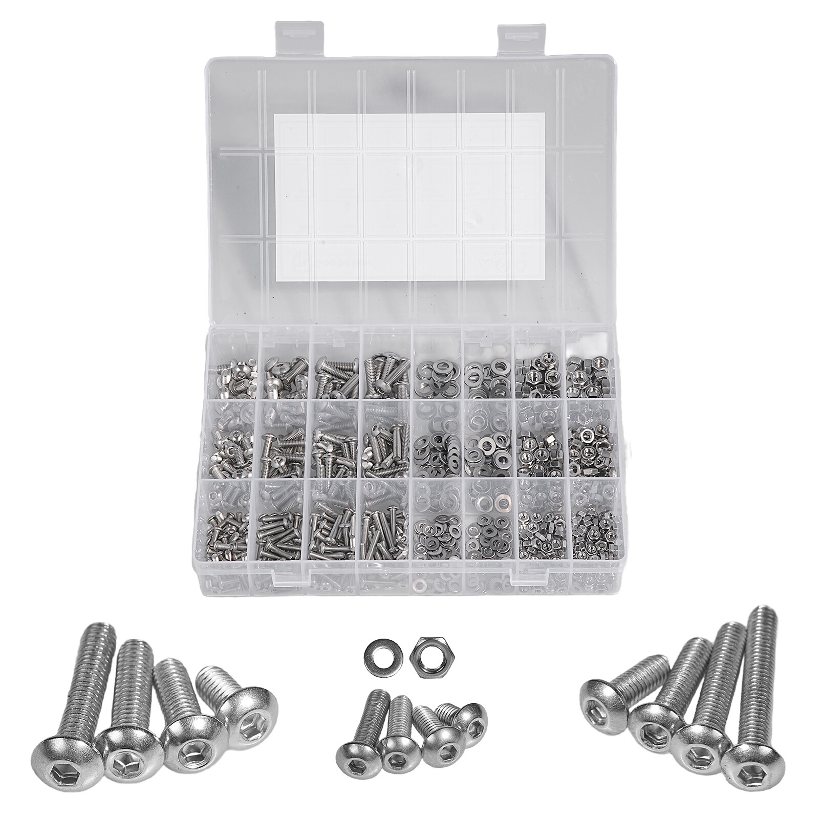 1410PCS M3 Hex Button Head Socket Cap Bolts Screws Washers Nuts Assortment Kits