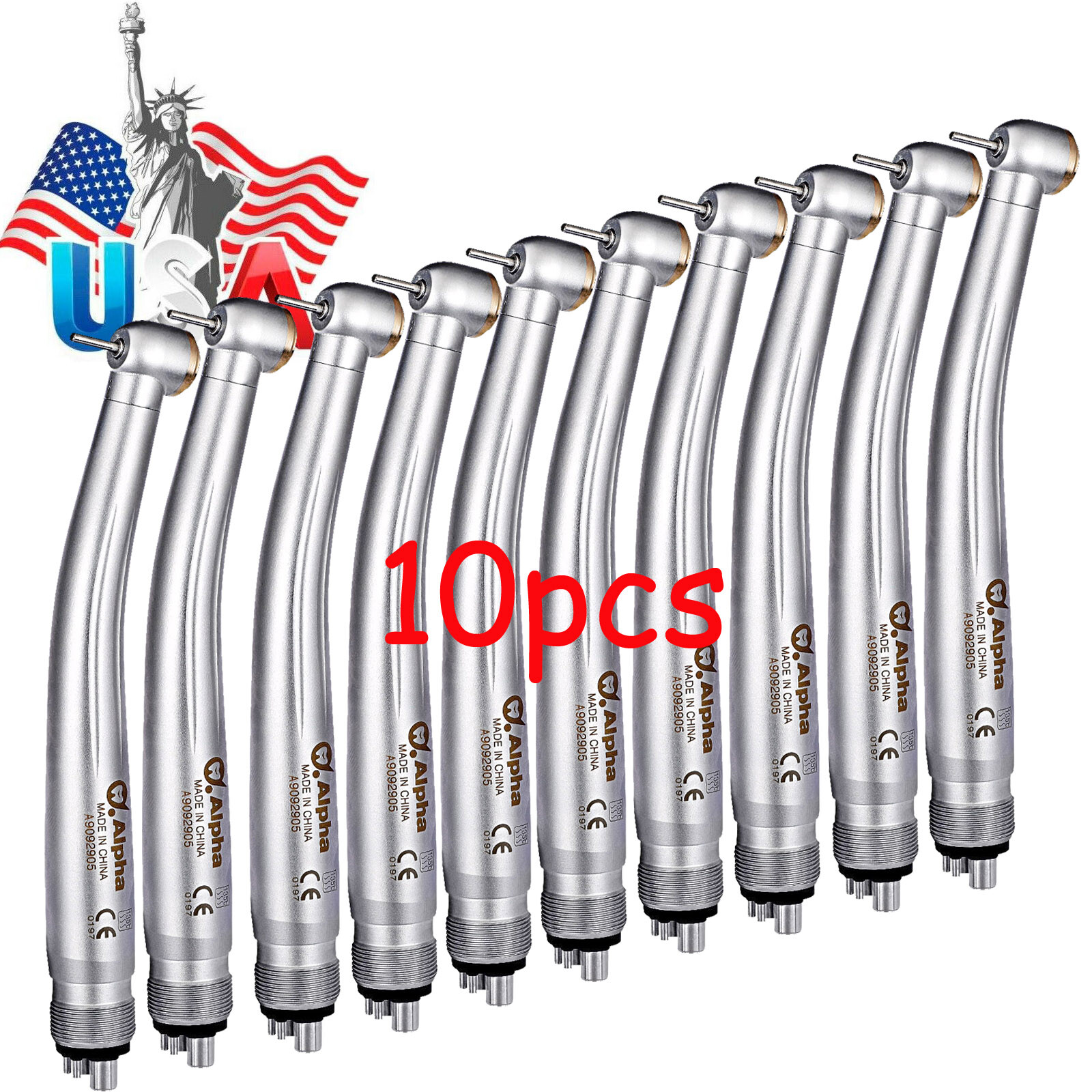 10Packs NSK Style Dental High Speed Surgical Handpiece Push Turbine 4Hole