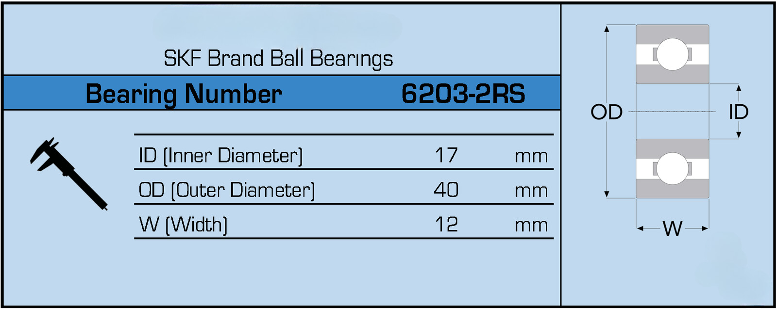SKF 6203-2RS Brand Rubber Seal Ball Bearing 17x40x12 6203 2RS 6203RS