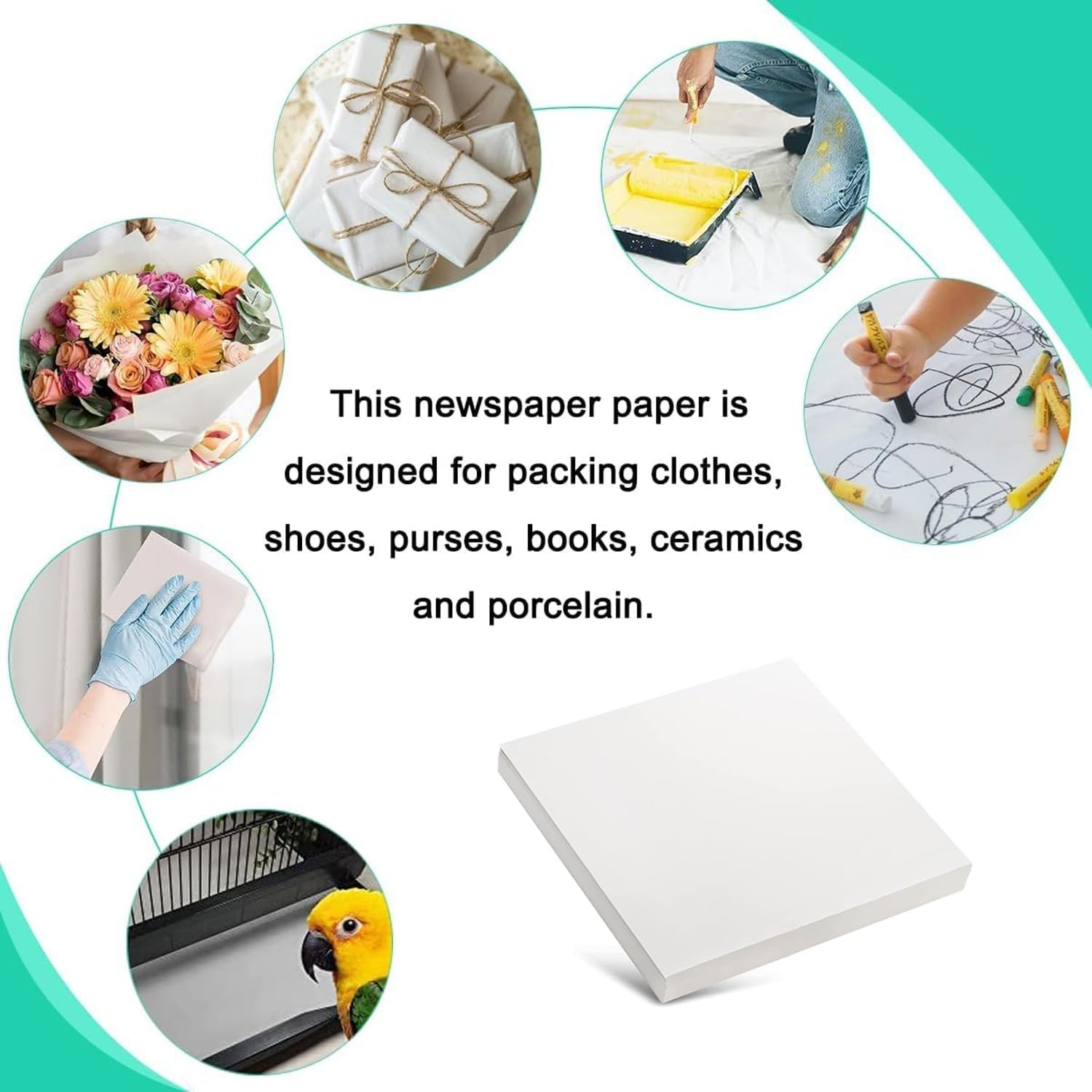 Bulk 300 Count 24×24 Inch Newsprint Packing Paper for Wrapping & Shipping Needs