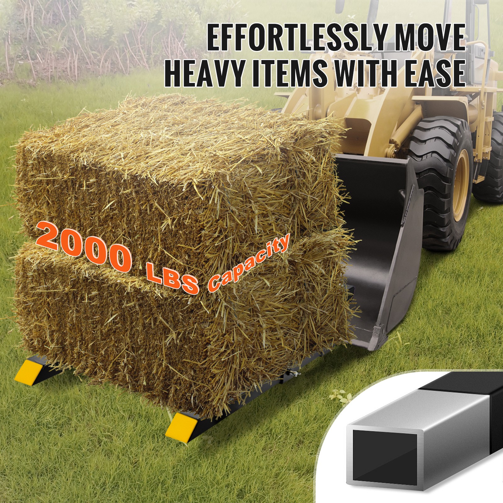 VEVOR 43″ 2000lbs Pallet Fork Clamp On Tractor Forks Adjustable Bucket Forks