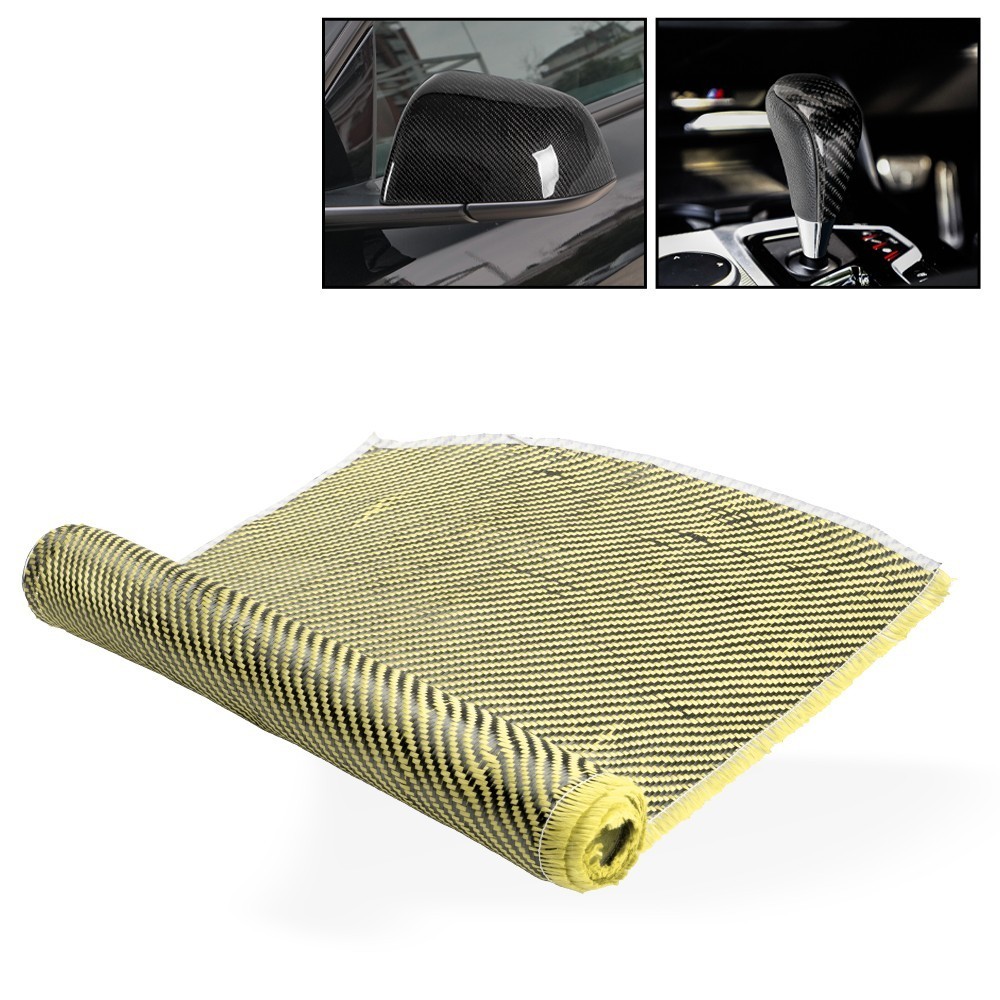 12″ x 4.9FT Twill Weave Black Yellow Carbon Fiber Fabric Cloth (3K, 9oz,12″x59″)