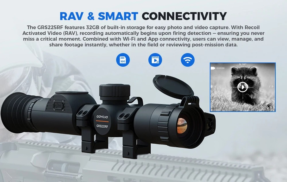 GRS225RF Thermal Night Vision Rifle Scope 1x-8x Zoom 25MM Lens One-Shot Zeroing