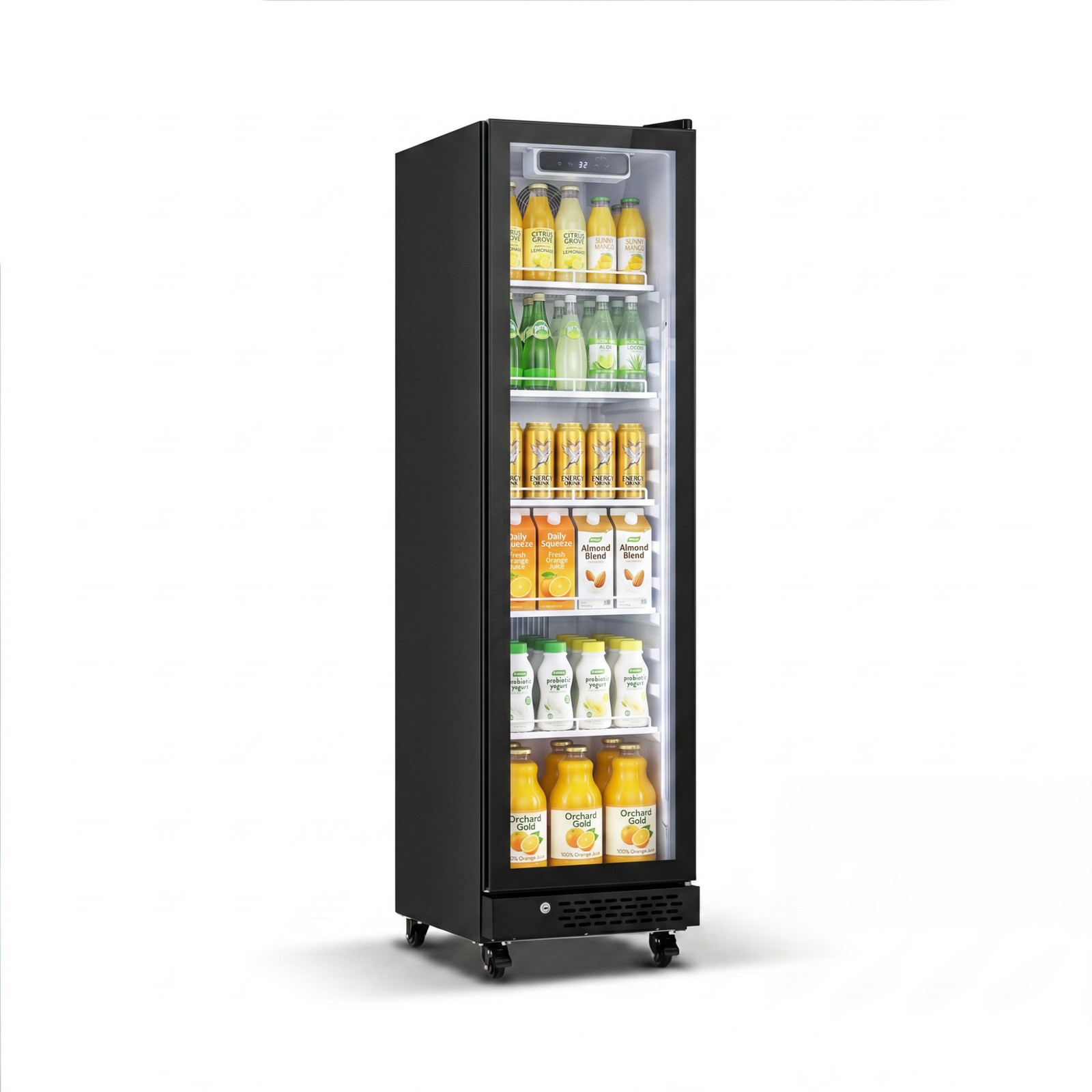Yeego 6.9 Cu.ft Commercial Fridge 1 Glass Door Merchandiser Refrigerator Black