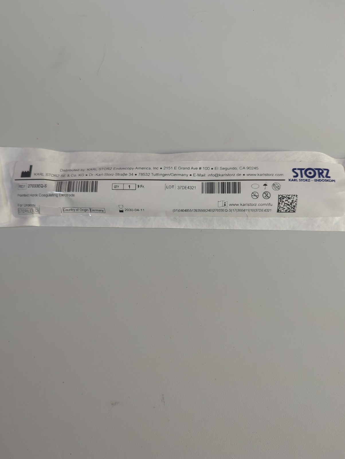 KARL STORZ Pointed Hook # 27033EQ-S (Good Till 4/11/2030)
