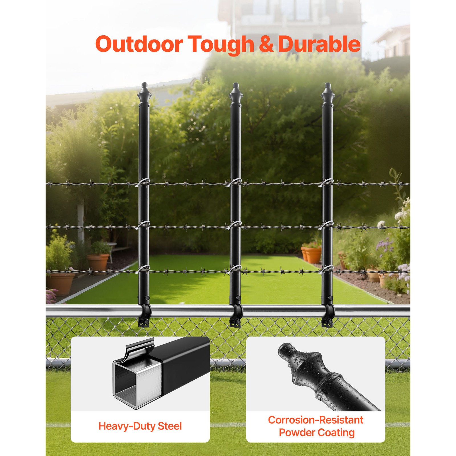 9Pack 27.4 in Galvanized Steel Chain Link Fence Extender for 1.3″-1.5″ Top Rail