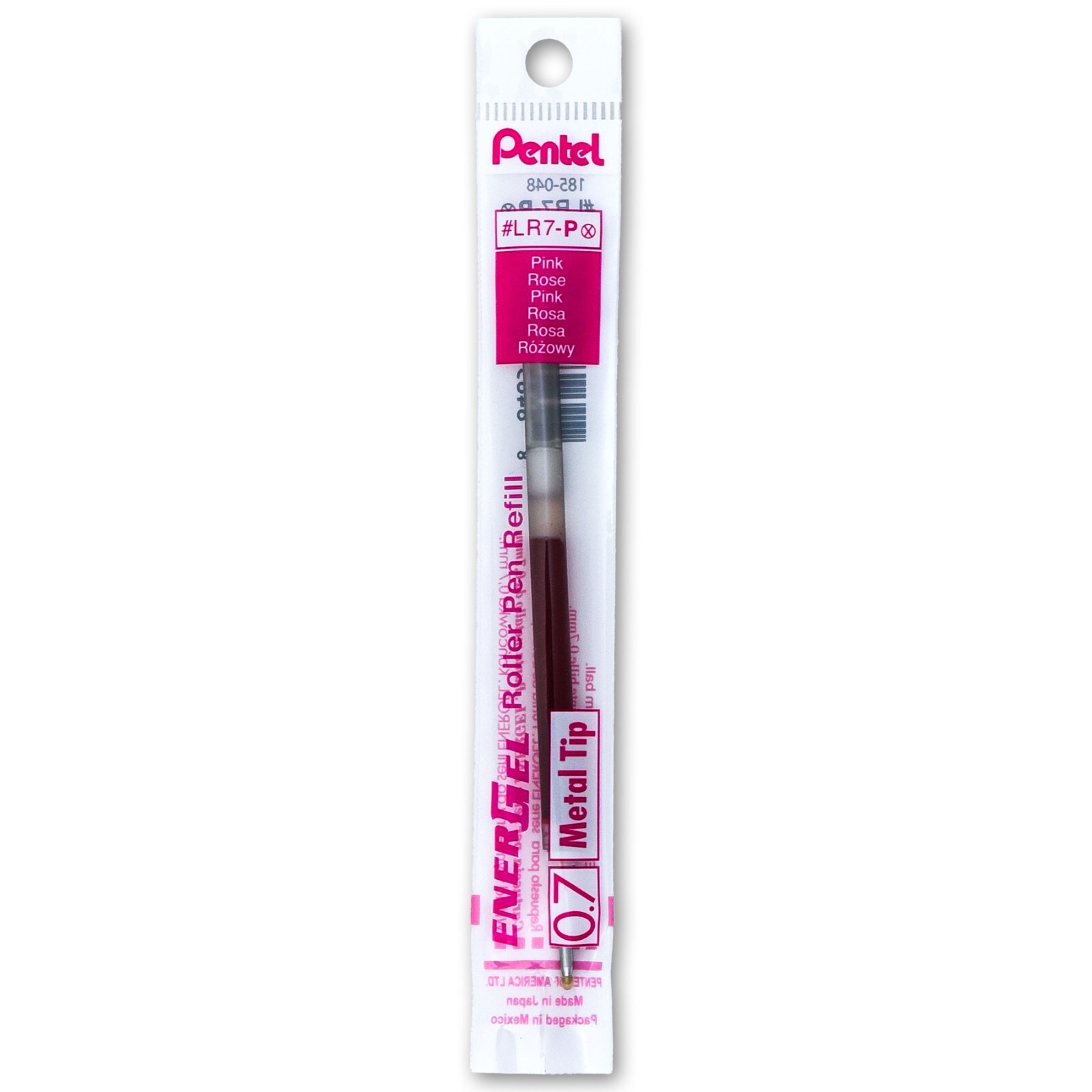 Pentel EnerGel RTX Pink Liquid Gel Ink, 0.7mm, 3 Pens with 5 Packs of Refills