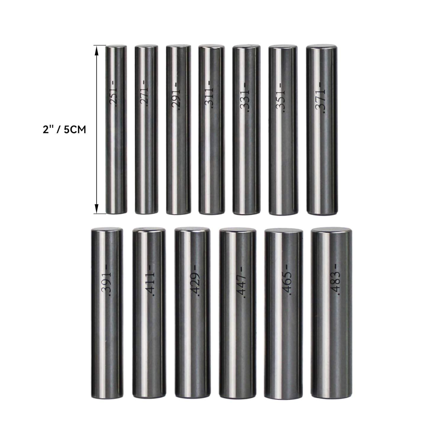 250Pcs Pin Gage M2 0.251 -0.500″ Metal Gage Set Minus Class ZZ Storage Case US