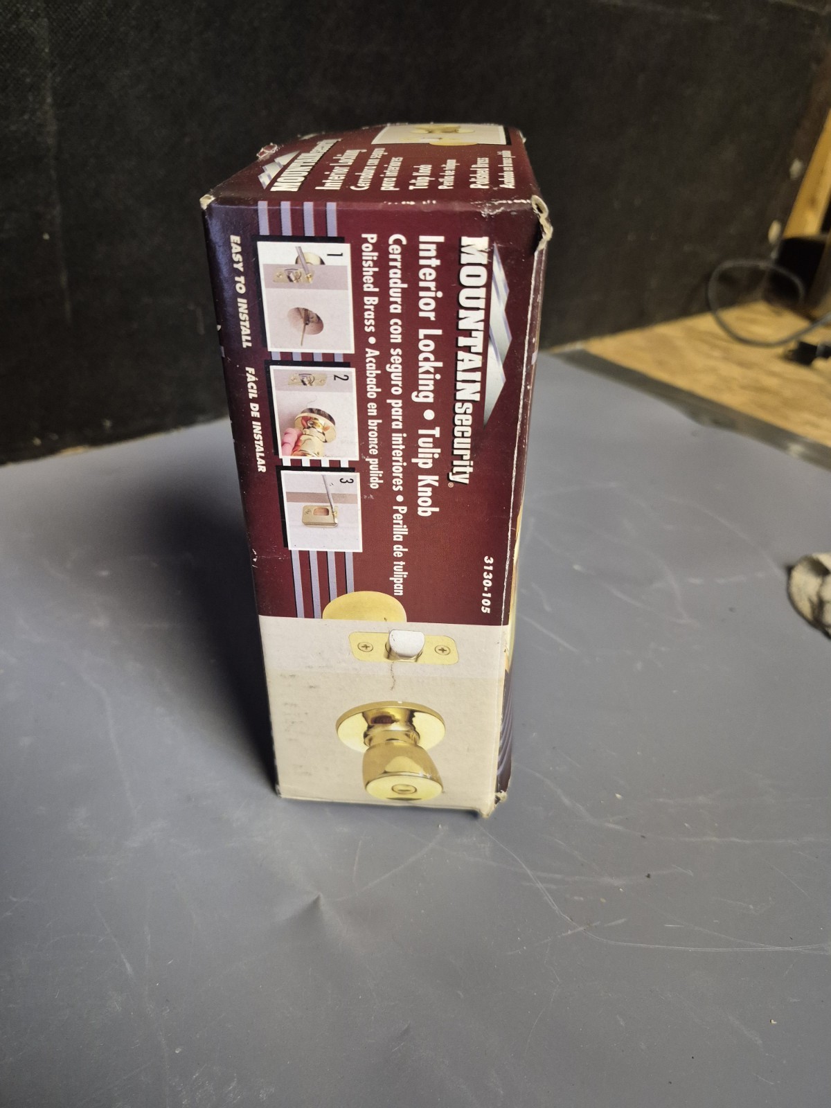Mountain Security Interior Locking Polished Brass Tulip Door Knob 3130-105 NIB