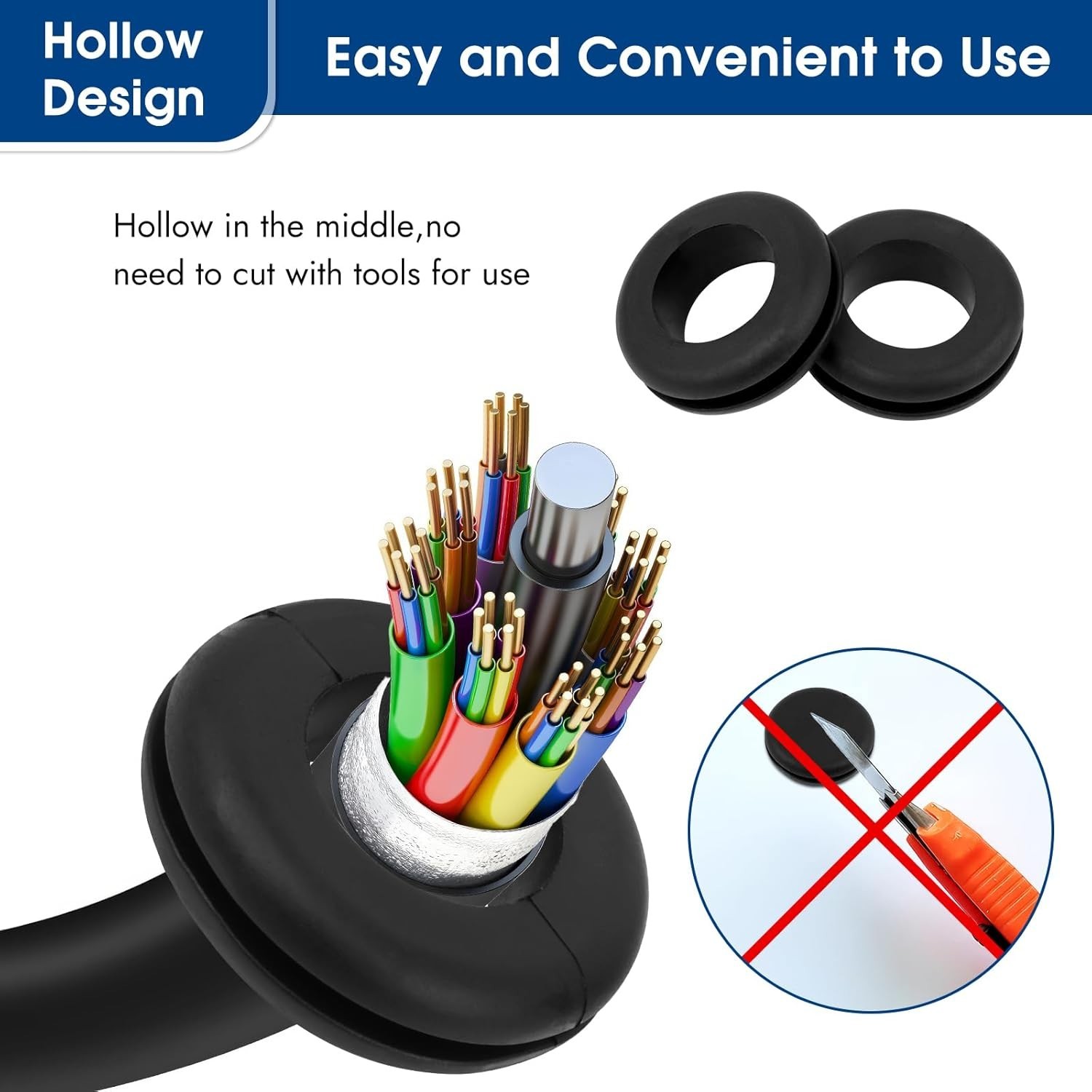 200pcs Rubber Grommet Assortment Kit Set Firewall Hole Electrical Wiring Gasket