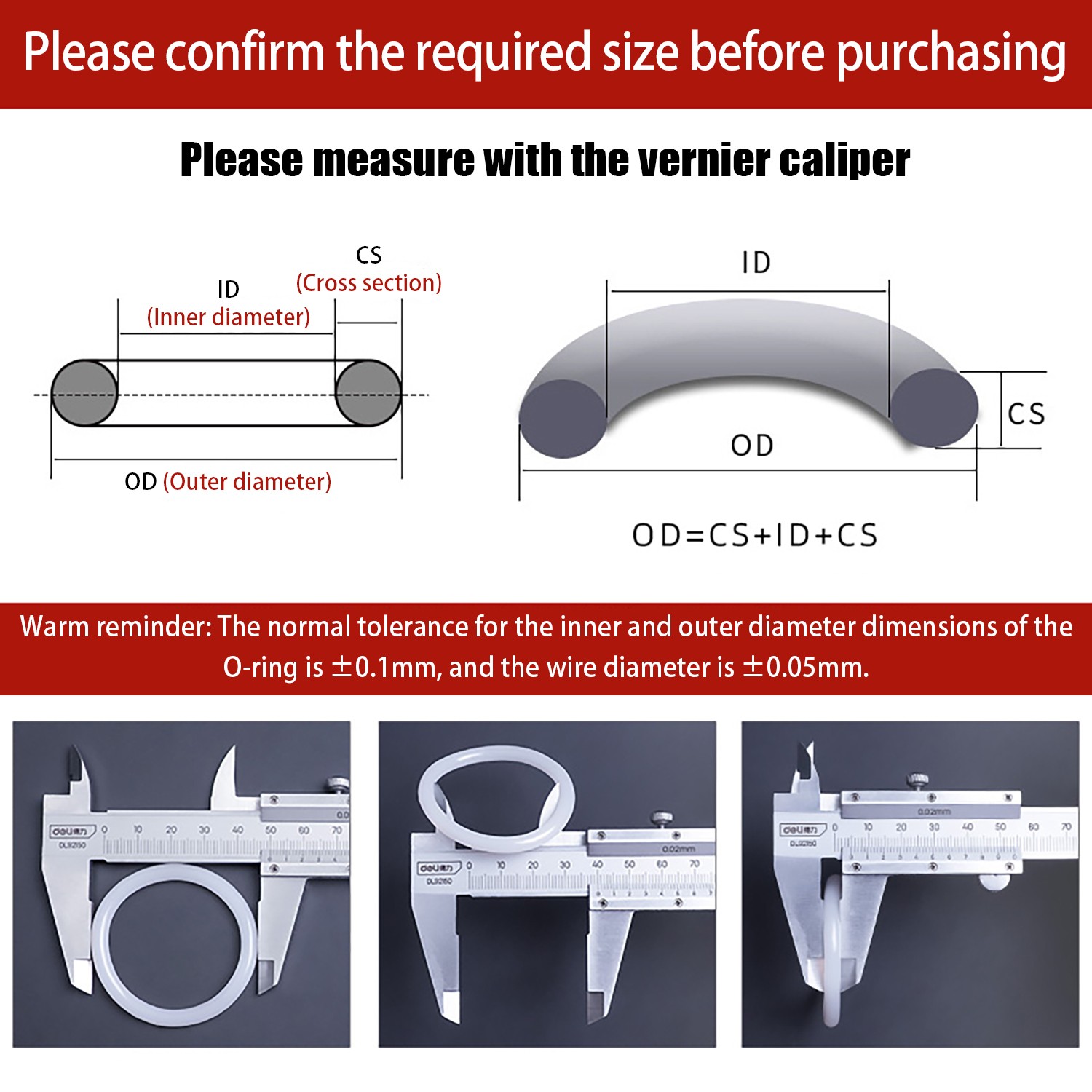 Silicone Rubber O Rings Metric Food Grade 3.5mm Cross Section 5mm-39mm ID O Ring