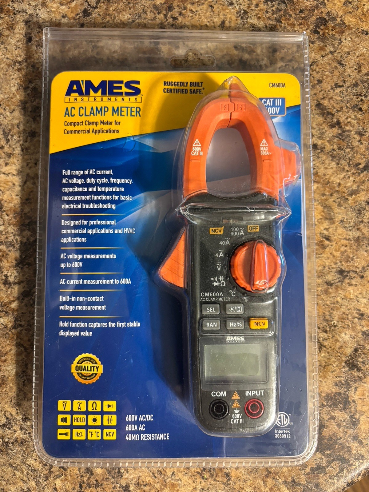 Ames Instruments CM600A Cat III 600 V AC Compact Clamp Meter Digital