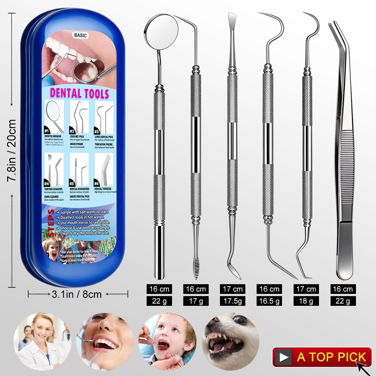 Dental Tools, Plaque Remover Teeth Cleaning Tool﻿s Kit, Stainless Steel Denta…