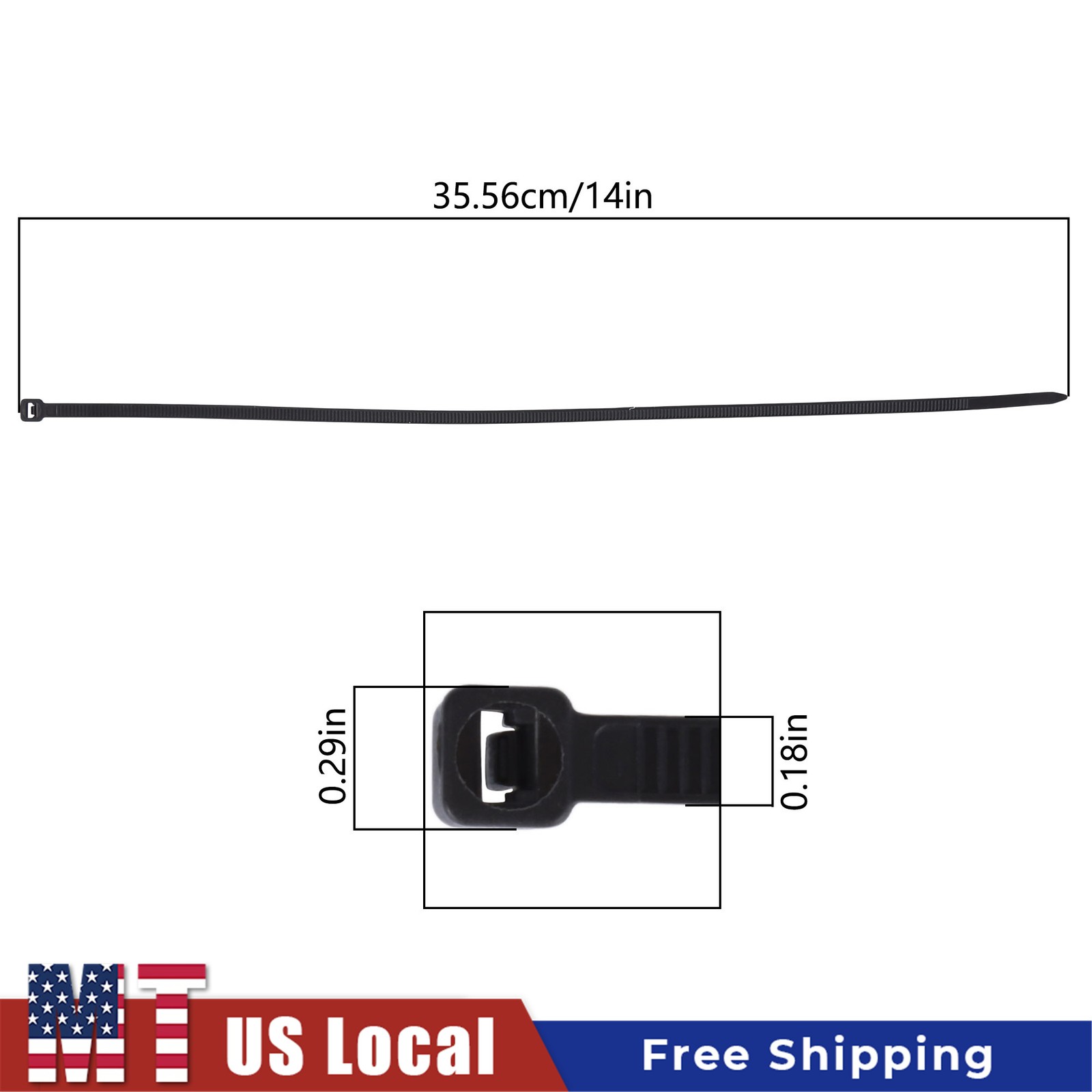Self-Locking Zip Ties 1200pcs 14 Inch Nylon 50lb Heavy Duty 0.18in Width Black