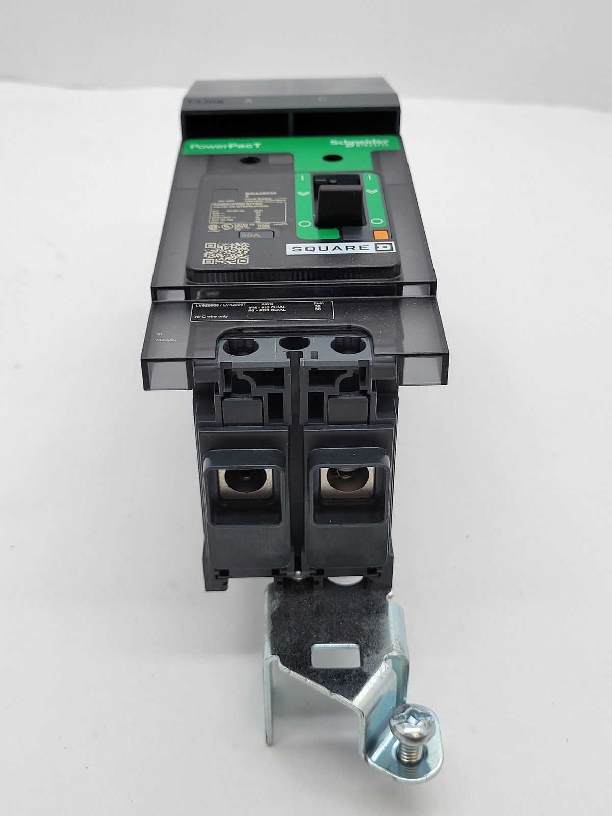 Square D BGA260302 PowerPact I-Line Circuit Breaker 30A 2P 600V 18KA BG30 Green