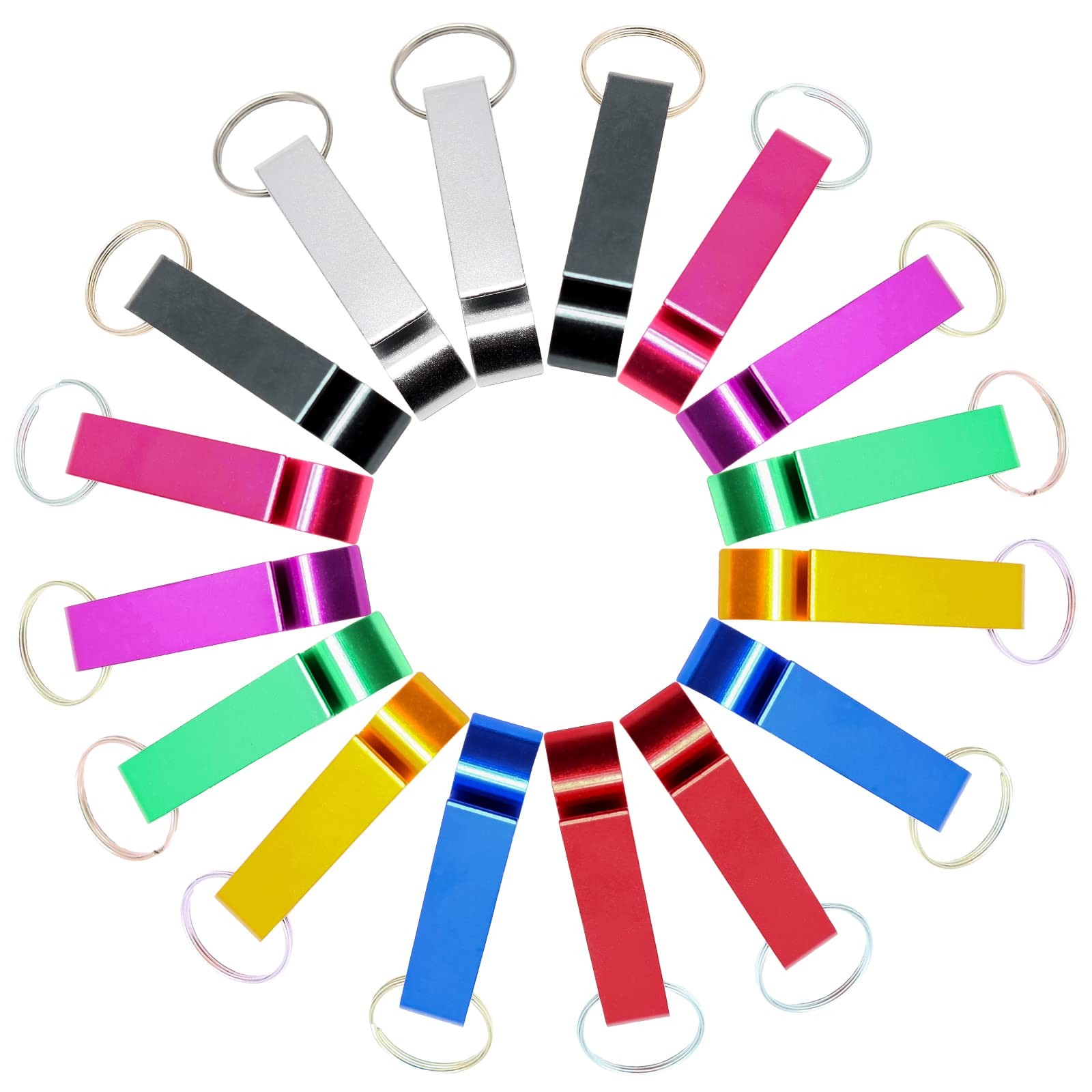 Litoexpe 16Pcs Colorful Beer Bottle Openers Premium Metal Keychain