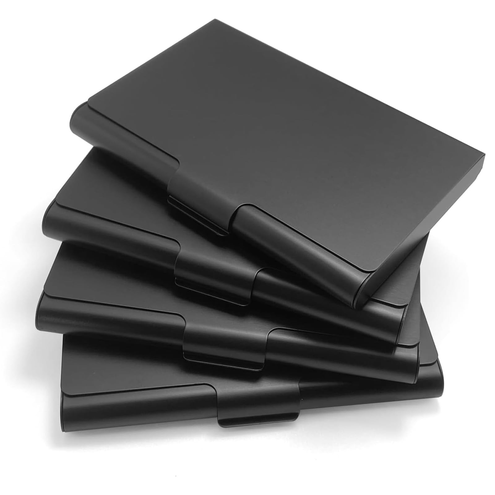 WBHLMZIR 4 Pack Slim Business Card Holder Case for Men 10mm, Black