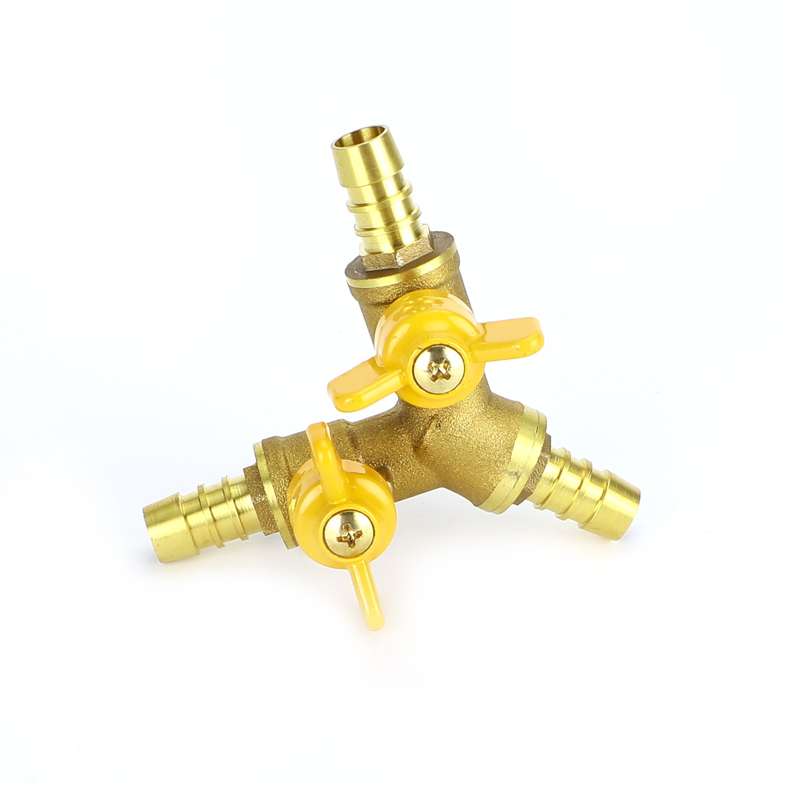 3/8″ Hose Barb Ball Valve Y Shaped 3 Way Connector Barb Brass Fitting OD 11mm US