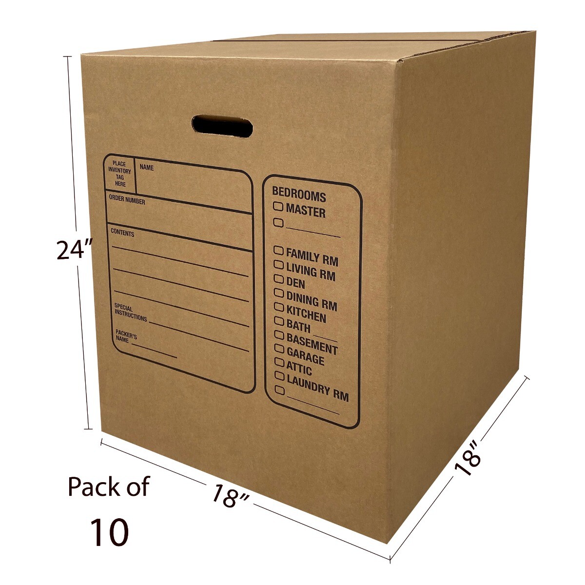 UBMOVE 10 Premium Large Corrugated Moving Boxes with Handles, 18″ x 18″ x 24″