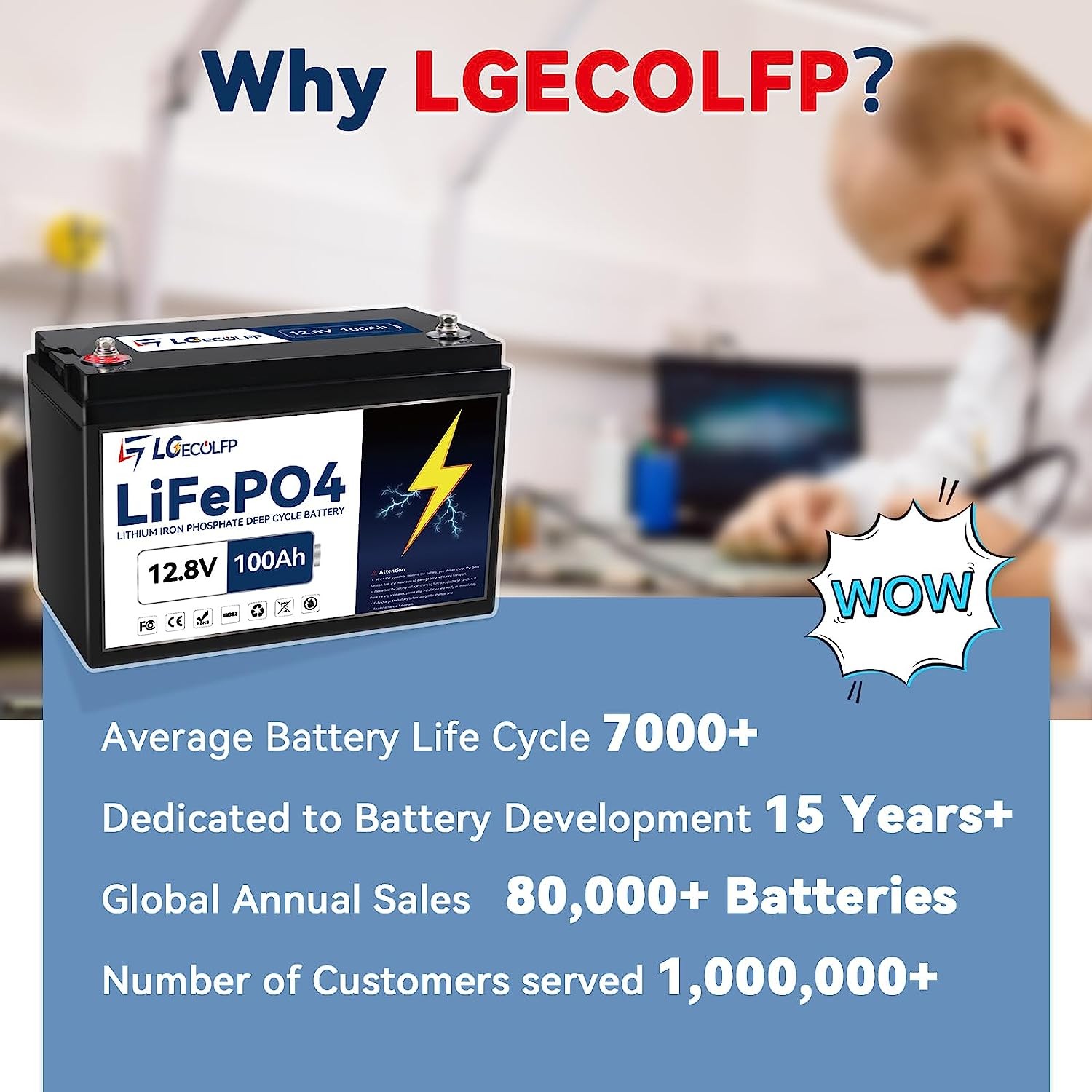 Lithium 12V 100Ah LiFePO4 Battery With Built-in 100A BMS For RV Solar Marine