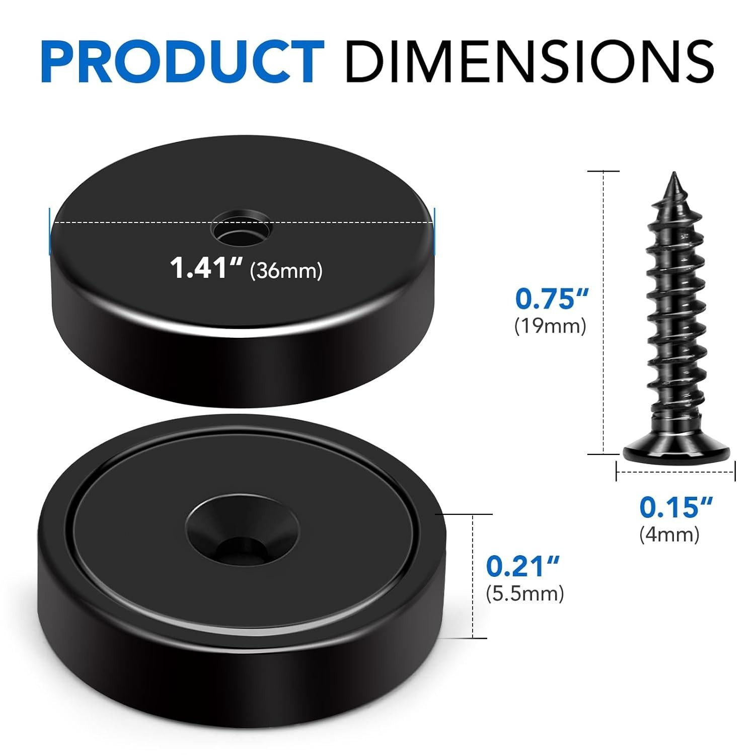 Heavy Duty Magnets with Hole 150LB Strong Neodymium Wall Mount Magnets 6 Pack