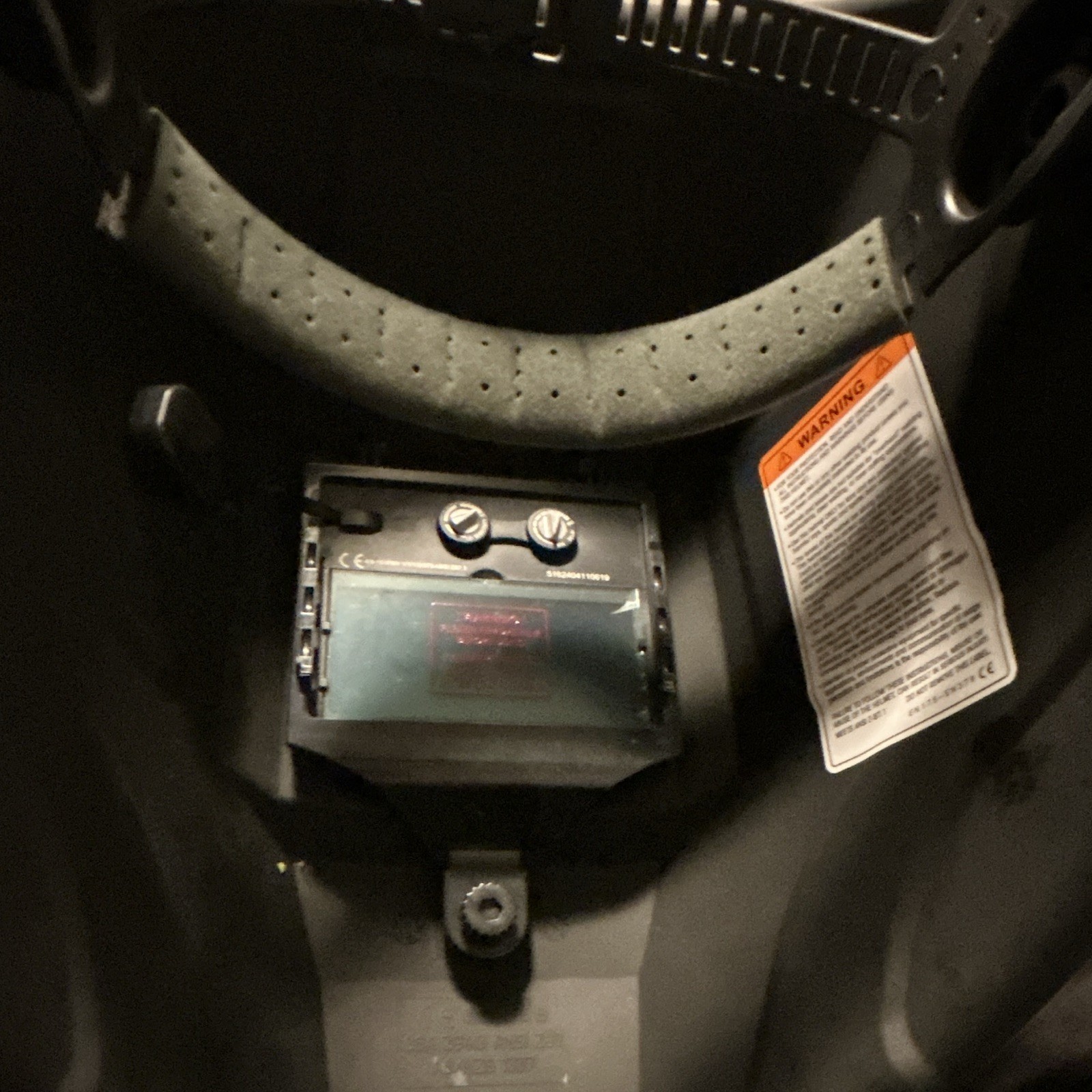 RIDGID Auto-Darkening Welding Helmet Gray/Orange Graphics Auto Darkening Filter