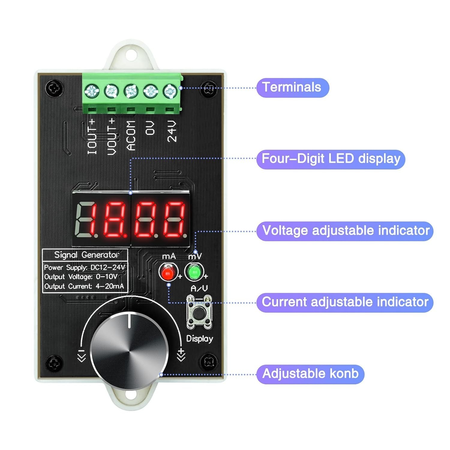 Adjustable Signal Generator, DC 0-10V Current or 4-20mA Voltage with LCD Disp…