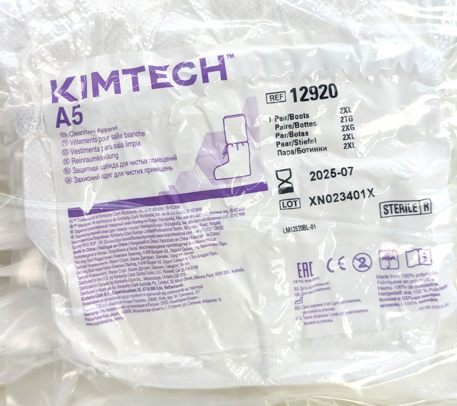 NOS! Lot of 25 Pairs Kimtech A5 Sterile Cleanroom Boot Covers 2XL, #12920
