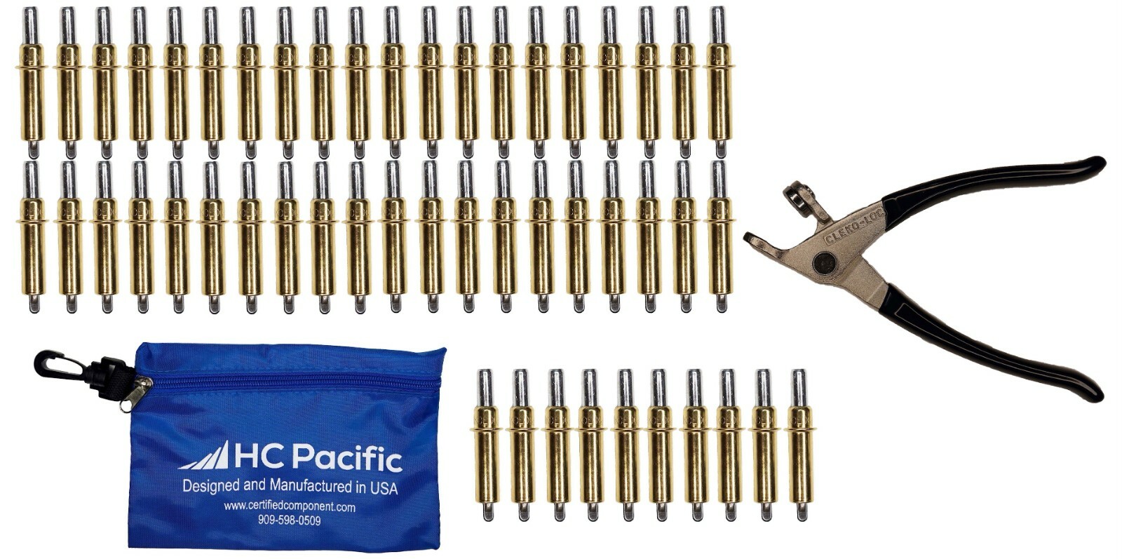 50 each C3/16 Cleco Fasteners (Made in USA) & Pouch w/ Pliers